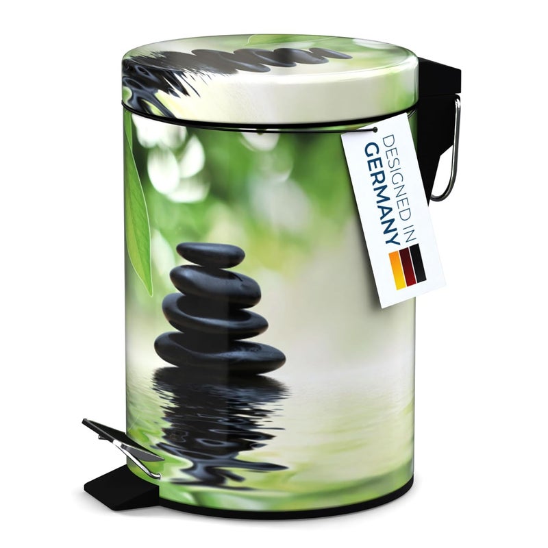 Sanilo Small Bathroom Trash Can with Lid [1.3 Gallon] - Lidded Tiny Trashcan for Garbage - Mini Metal Bin with Soft Closing Mechanism - Bath Room Accessoire Wastebin with Inner Bucket (Harmony) - Image 2